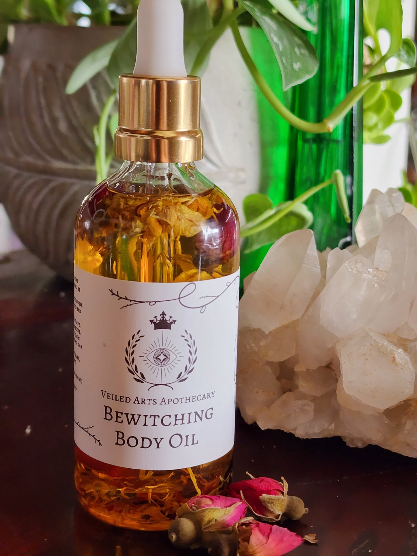 Crystal Beauty Elixirs, Witchy Skincare, Witchcraft Beauty Products, Energy-Infused Skincare, Natural Beauty Potions, Crystal-Infused Oils